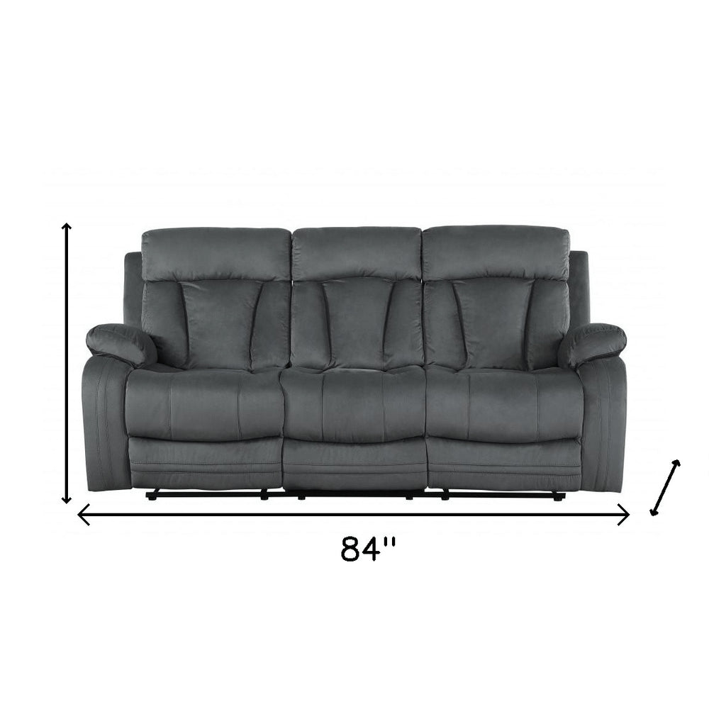 40" Modern Grey Fabric Sofa. Recliner isolated on a plain white background, finished in gray fabric.