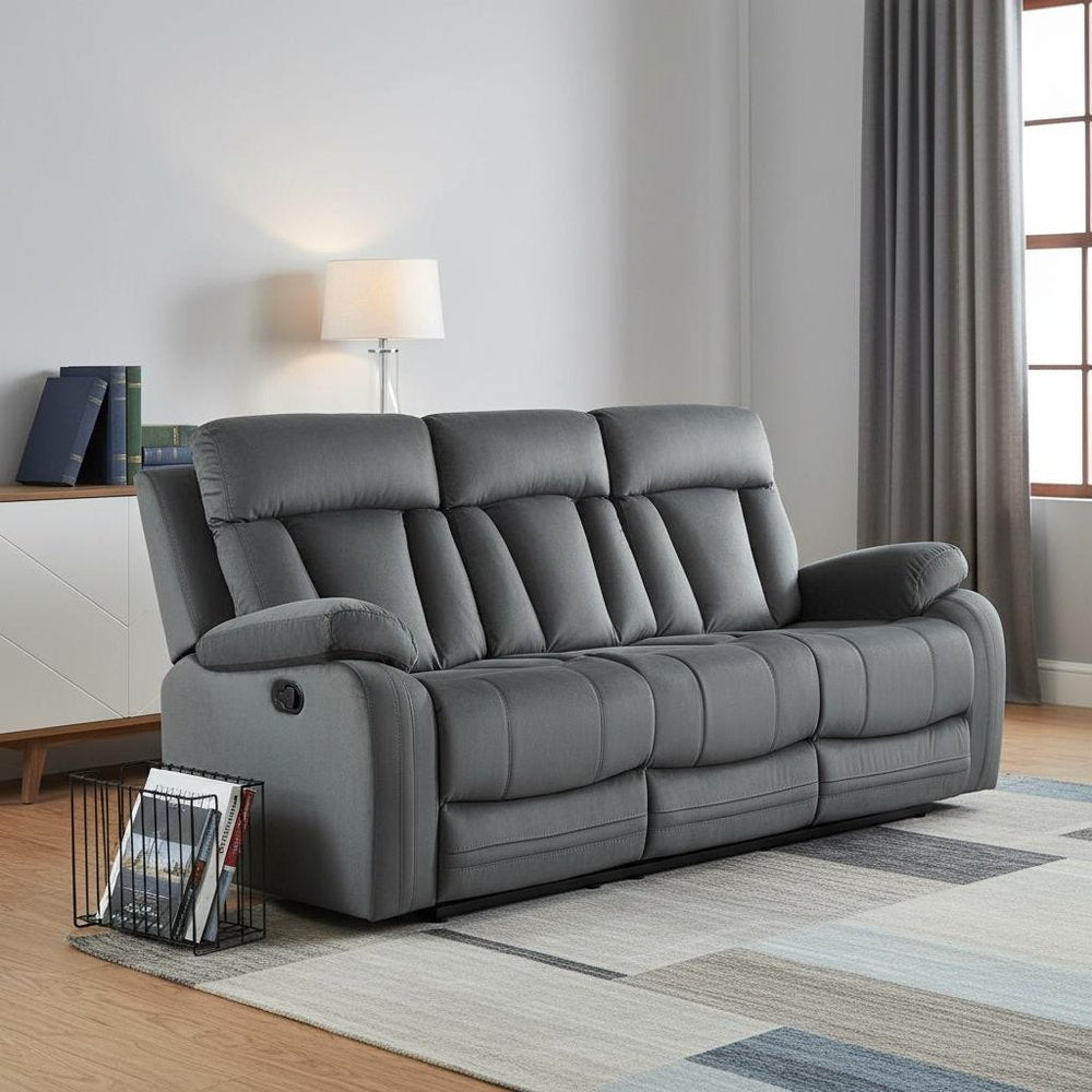 40" Modern Grey Fabric Sofa. Recliner isolated on a plain white background, showing a gray fabric surface.