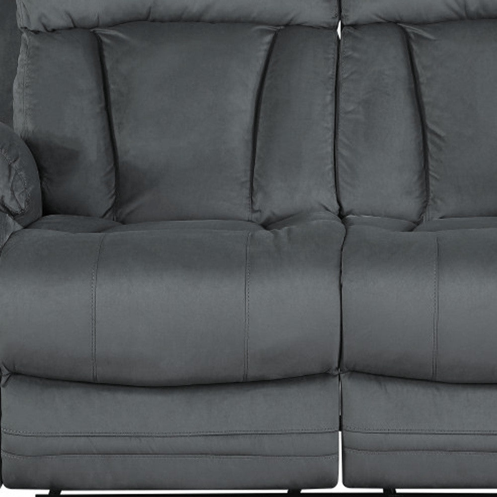 Close-up of 40" Modern Grey Fabric Loveseat showing the gray fabric texture.
