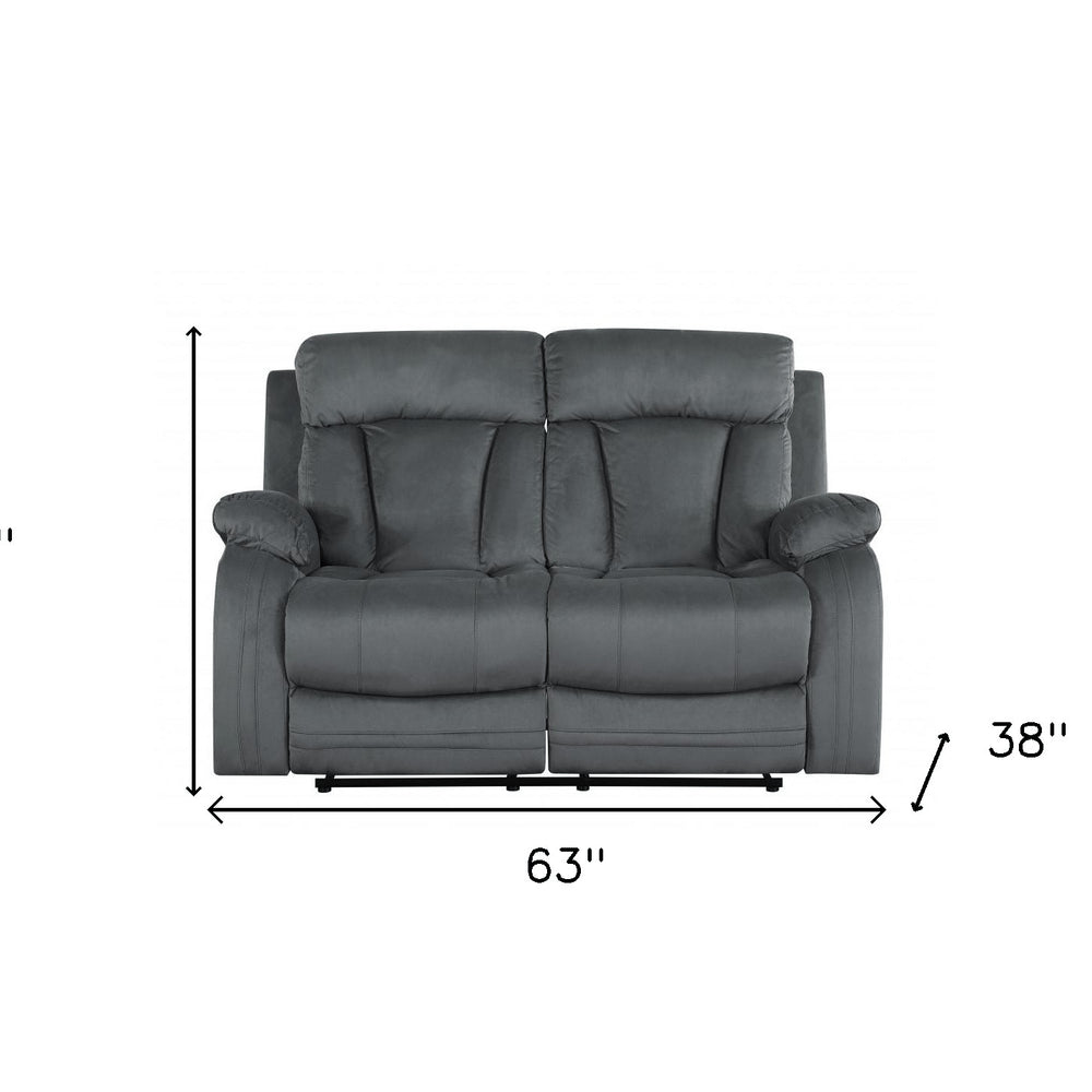 40" Modern Grey Fabric Loveseat. Recliner isolated on a plain white background, in a gray fabric finish.