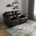 77" Brown Faux Leather Manual Reclining Love Seat With Storage in a home interior