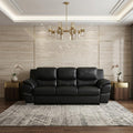 85" Black Leather Sofa With Silver Legs