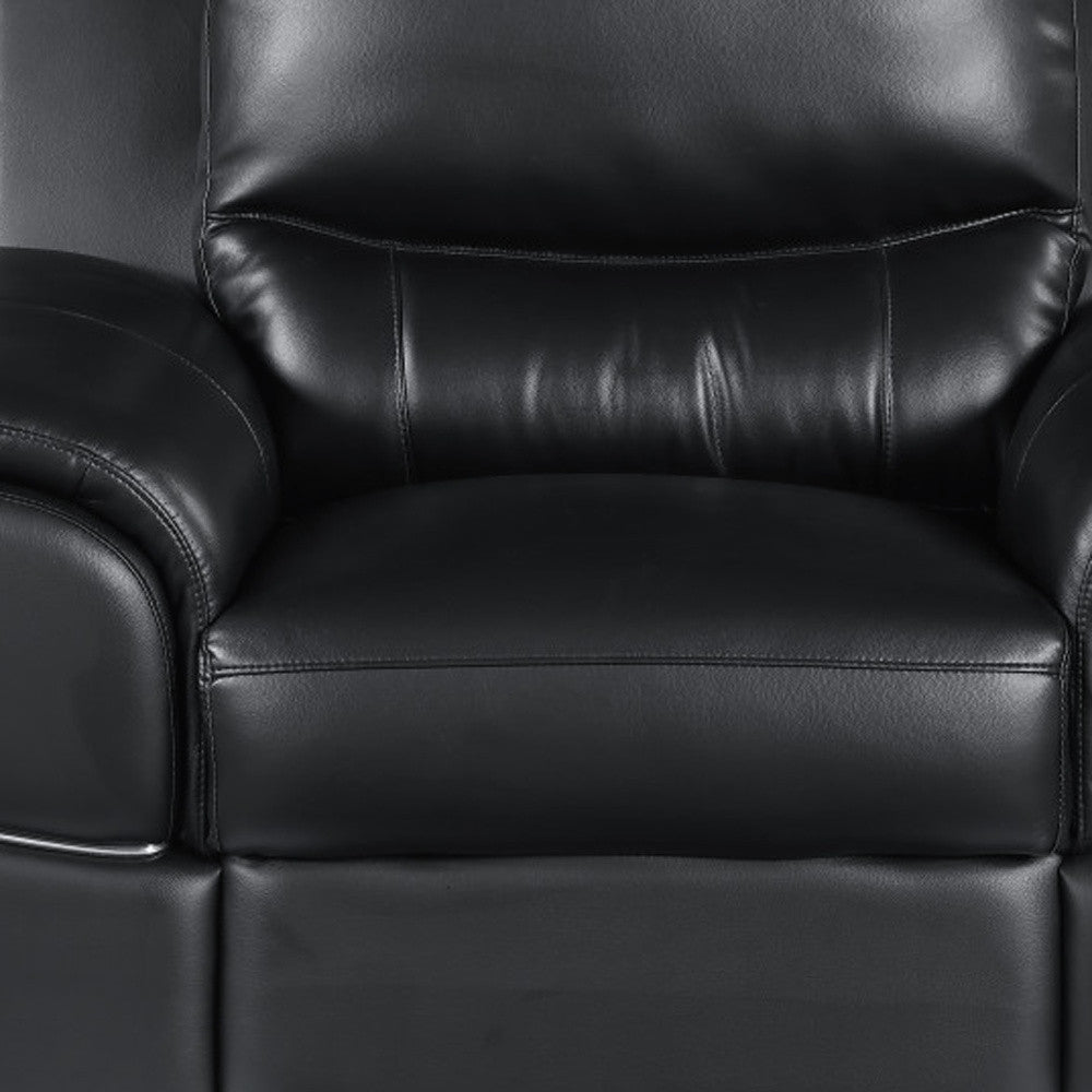 48" Black And Silver Leather Match Club Chair close-up highlighting the silver leather surface.