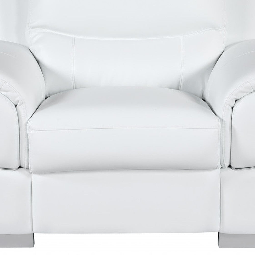 48" Black And Silver Leather Match Club Chair. Accent chair isolated on a plain white background, showing a silver leather surface.