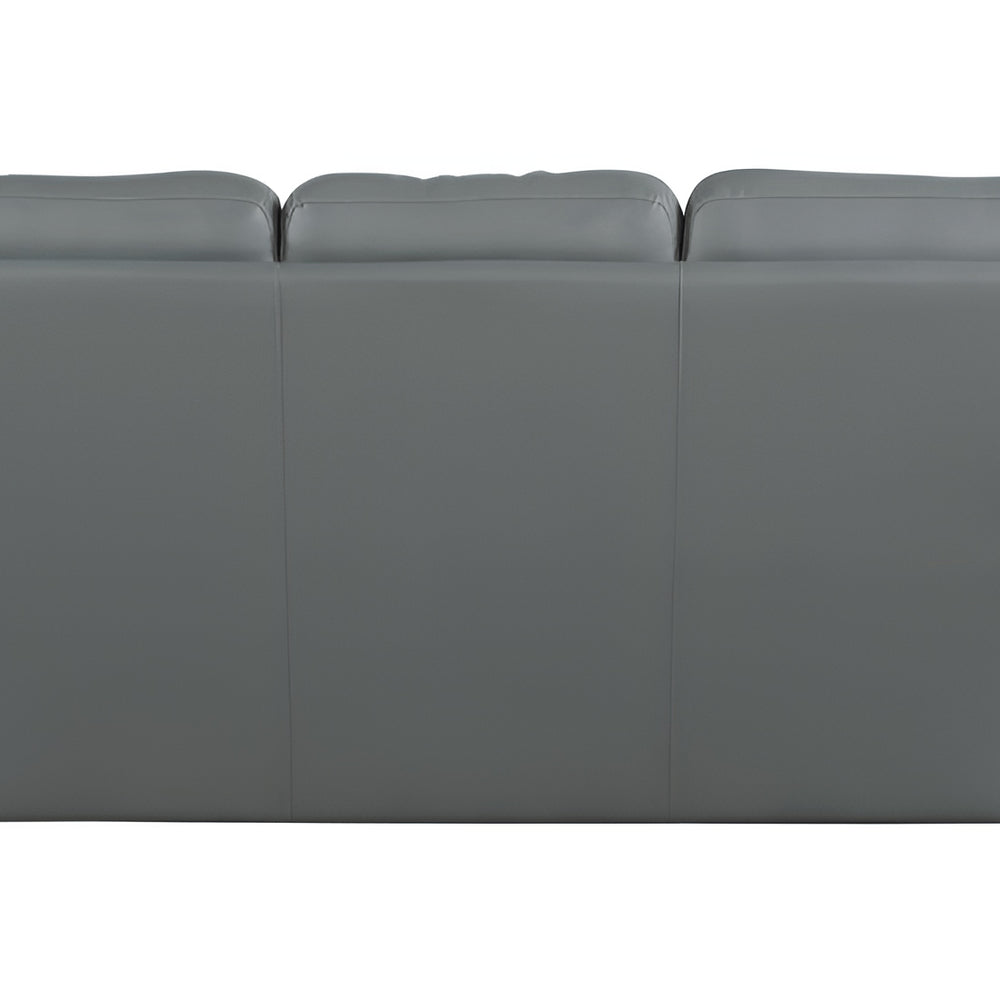 85" Black Leather Sofa With Silver Legs