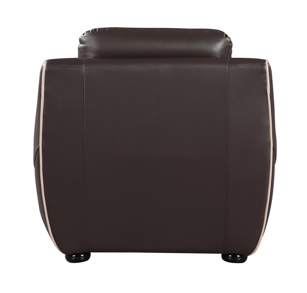 49" Brown Tufted Leather Match Club Chair