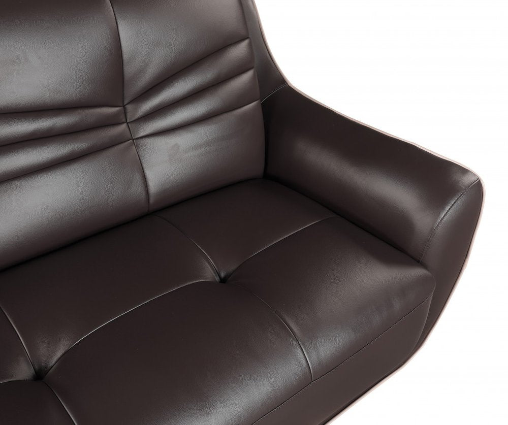 49" Brown Tufted Leather Match Club Chair
