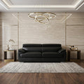 86" Black Leather Sofa With Silver Legs
