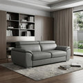 86" Gray Leather Sofa With Silver Legs