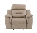 41" Beige Fascinating Leather Reclining Chair. Recliner isolated on a plain white background, in a beige leather finish.