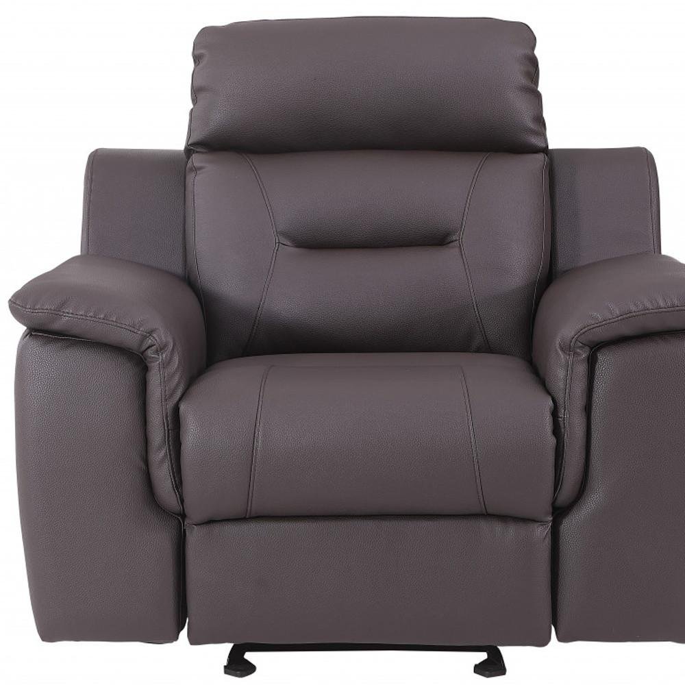41" Brown Fascinating Leather Reclining Chair. Recliner isolated on a plain white background, showing a leather surface.