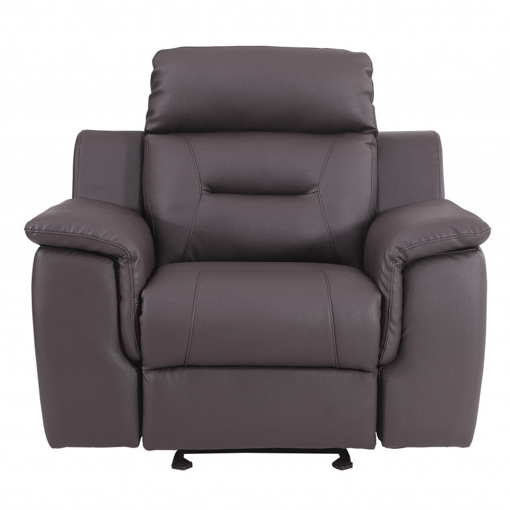 41" Brown Fascinating Leather Reclining Chair. Recliner isolated on a plain white background, showing a leather surface.