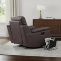 41" Brown Fascinating Leather Reclining Chair styled in a furnished interior with a light gray wall on a tiled floor.