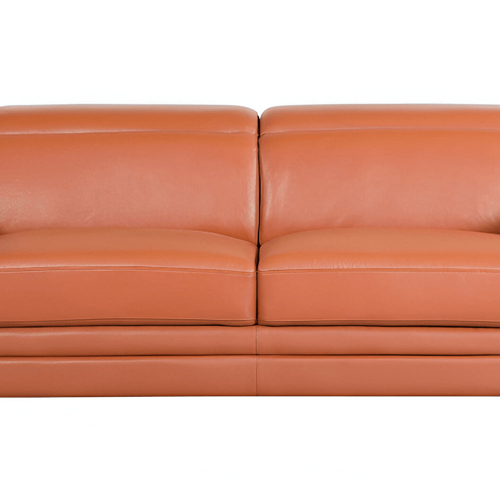 89" White Italian Leather Sofa With Silver Legs