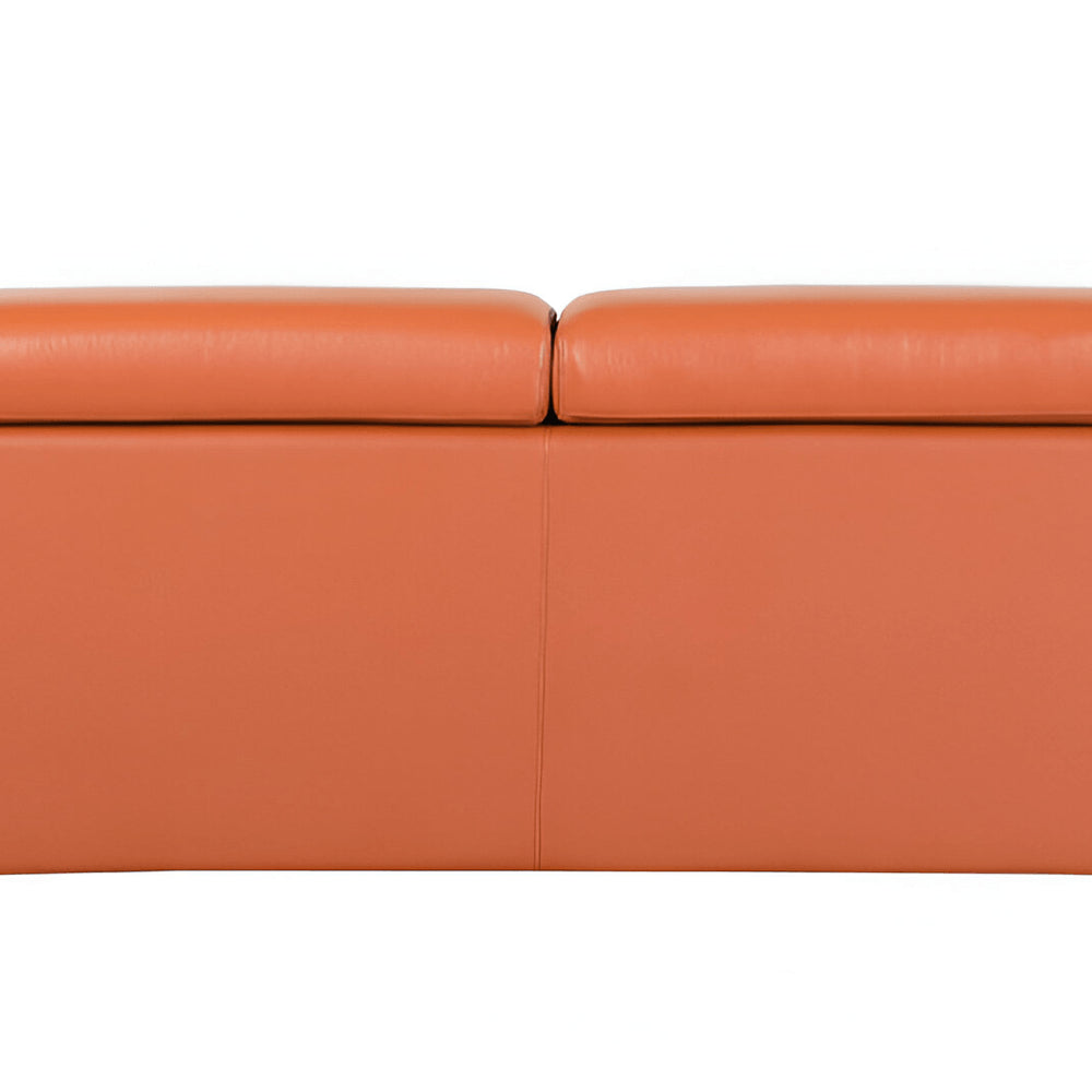 89" White Italian Leather Sofa With Silver Legs