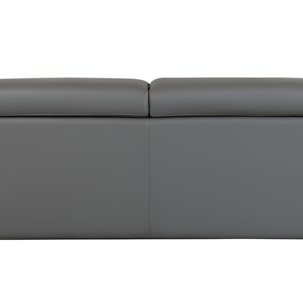 89" Beige Italian Leather Sofa With Silver Legs on a white background