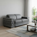 71" Gray And Silver Genuine Leather Love Seat