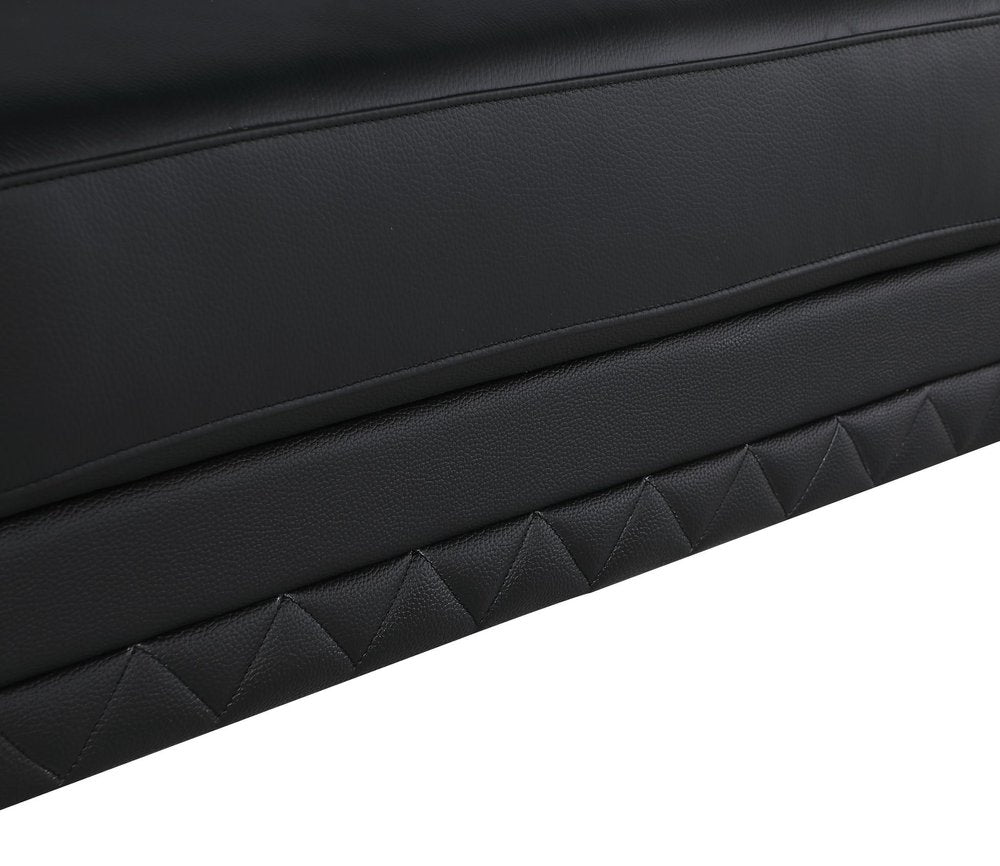 73" Black And Silver Genuine Leather Love Seat - 32" H x 73" W x 39" D
