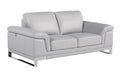 73" Light Gray And Silver Genuine Leather Loveseat on a white background