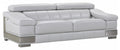 92" Light Gray Italian Leather Sofa With Silver Legs on a white background