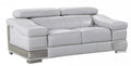 73" Light Gray And Silver Genuine Leather Love Seat on a white background