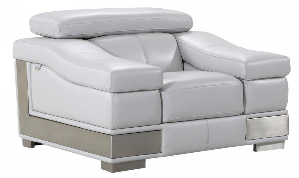 49" Gray Genuine Leather Arm Chair