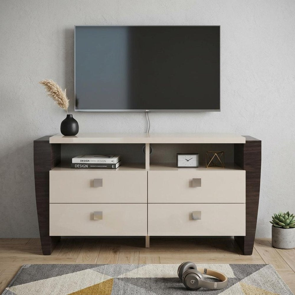 51" Beige Enclosed and Open Storage