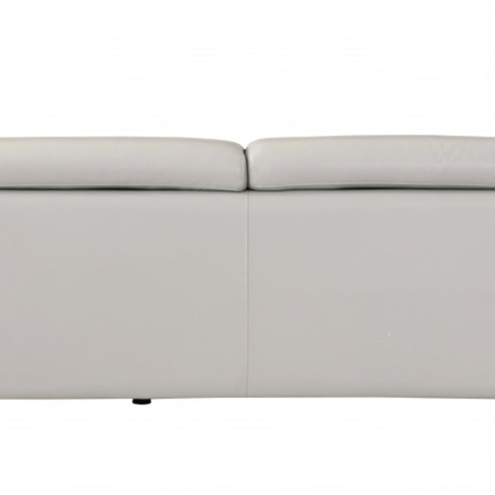 87" Dark Gray Italian Leather Sofa With Silver Legs