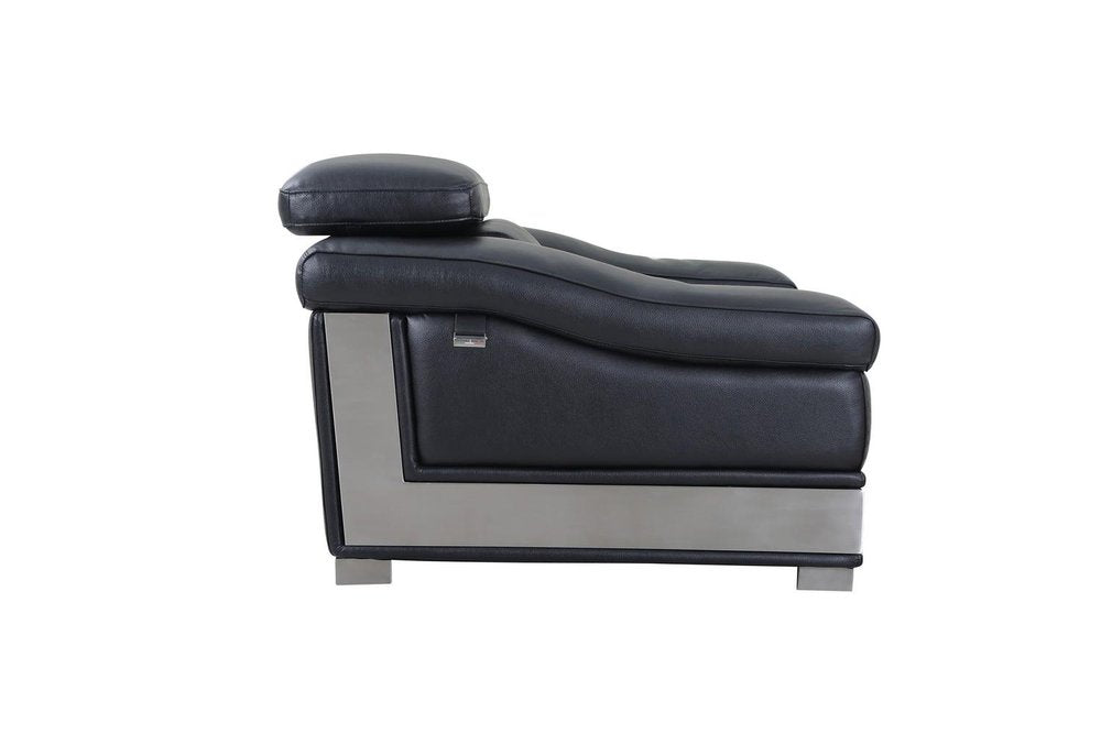 49" Gray Genuine Leather Arm Chair. Accent chair isolated on a plain white background, showing a gray leather surface.