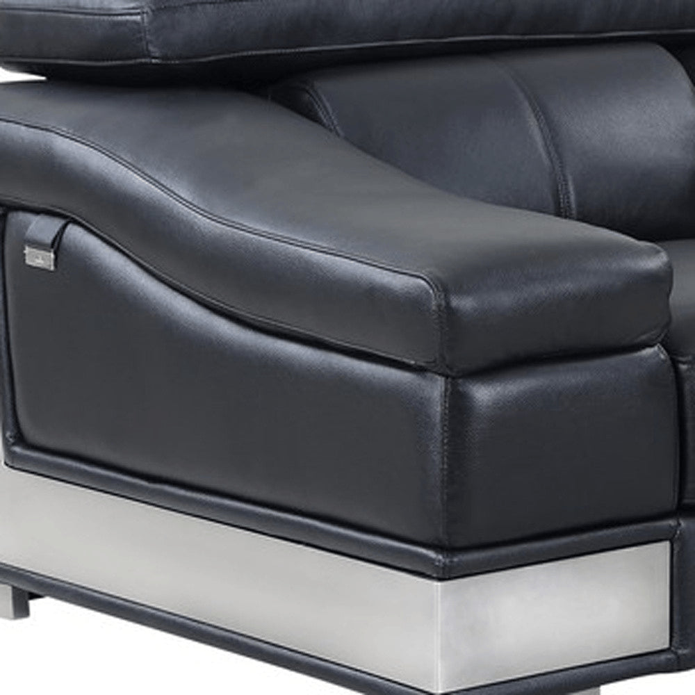 Close-up of 49" Gray Genuine Leather Arm Chair showing the gray leather texture.