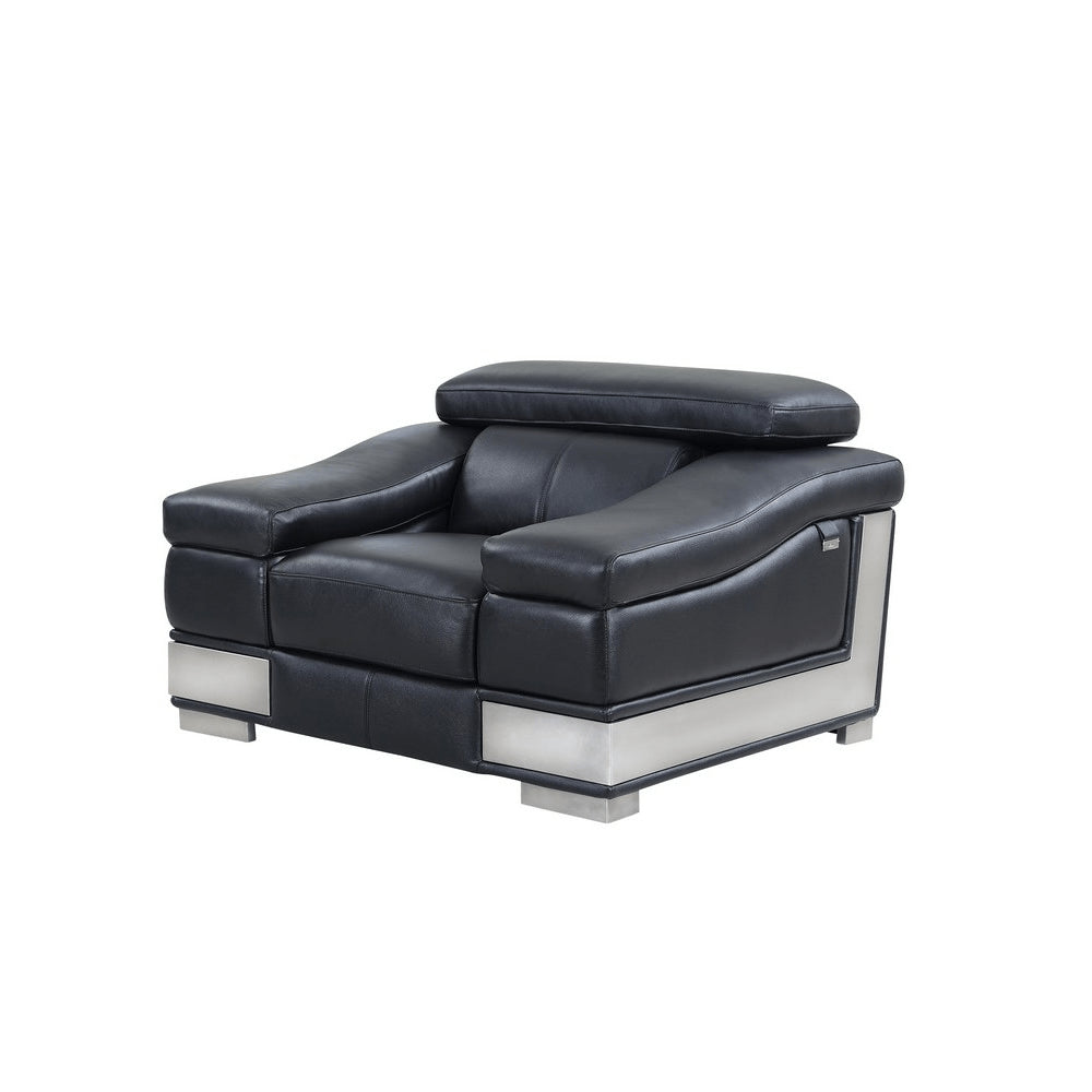 49" Gray Genuine Leather Arm Chair. Accent chair isolated on a plain white background, showing a gray leather surface.