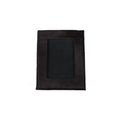 Black cowhide picture frame with a mat, displayed against a white background.