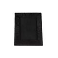Black cowhide picture frame with mat for 5" x 7" photo, shown on a white background.