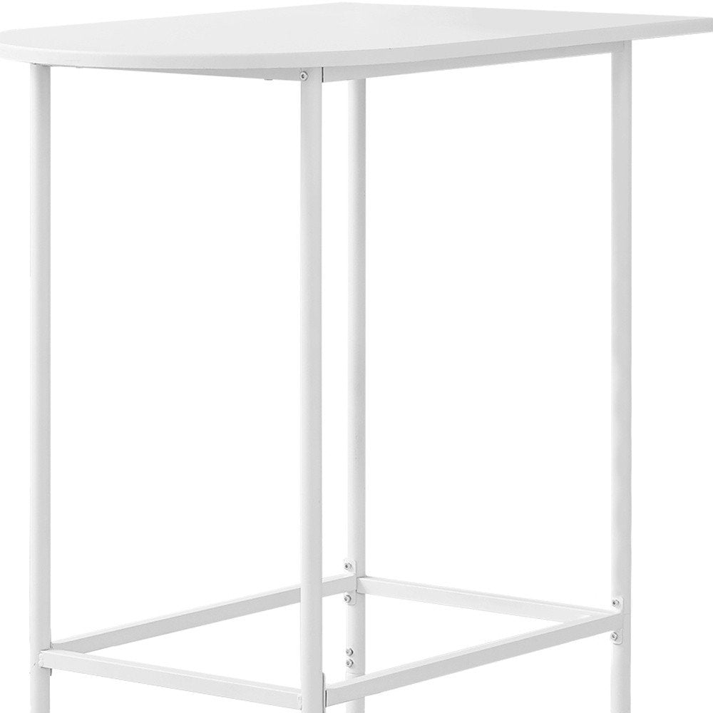 24" White Free Form Manufactured Wood Bar Table. Bar & restaurant table isolated on a plain white background, in a white wood finish.