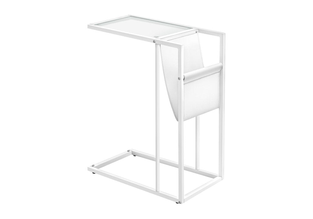 White Modern Metal And Glass Tv Table on a white background