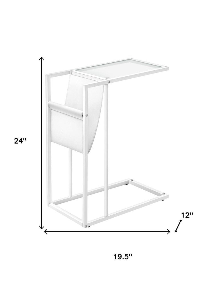 White Modern Metal And Glass Tv Table on a white background