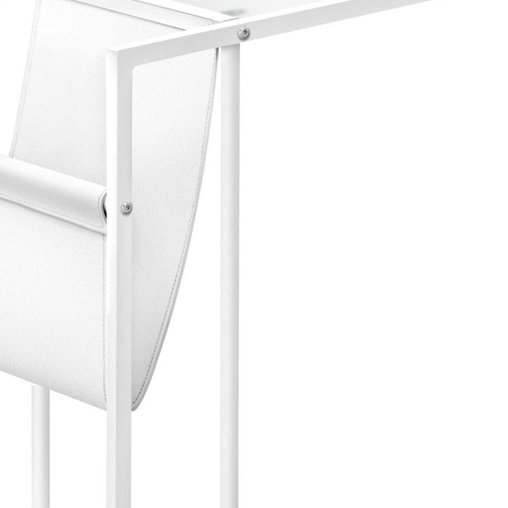 White Modern Metal And Glass Tv Table on a white background