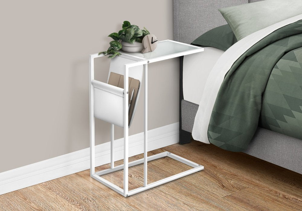 White Modern Metal And Glass Tv Table in a home interior