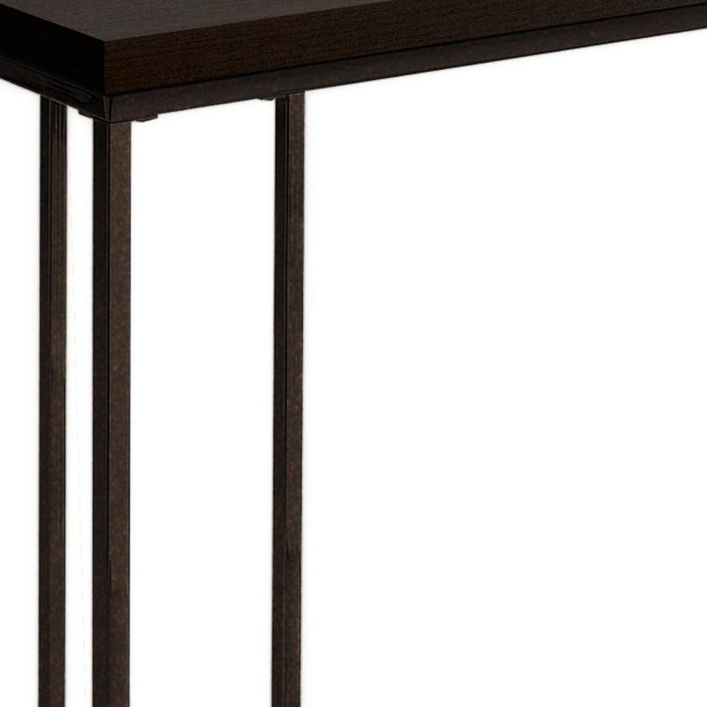 18.25" X 10.25" X 25.25" Grey Particle Board Metal Accent Table. Tray table isolated on a plain white background, finished in gray metal.