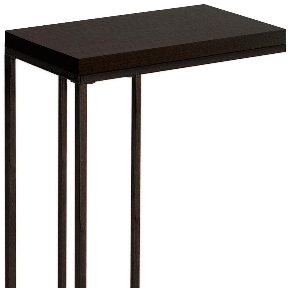 18.25" X 10.25" X 25.25" Grey Particle Board Metal Accent Table. Tray table isolated on a plain white background, showing a gray metal surface.