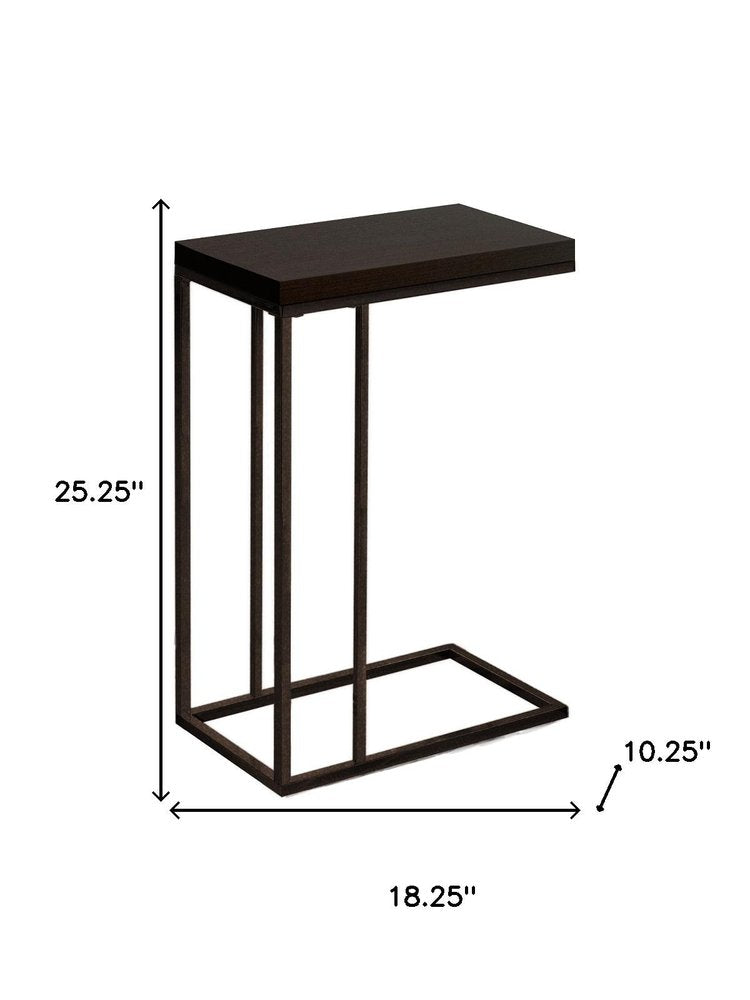 18.25" X 10.25" X 25.25" Grey Particle Board Metal Accent Table. Tray table isolated on a plain white background, in a gray metal finish.