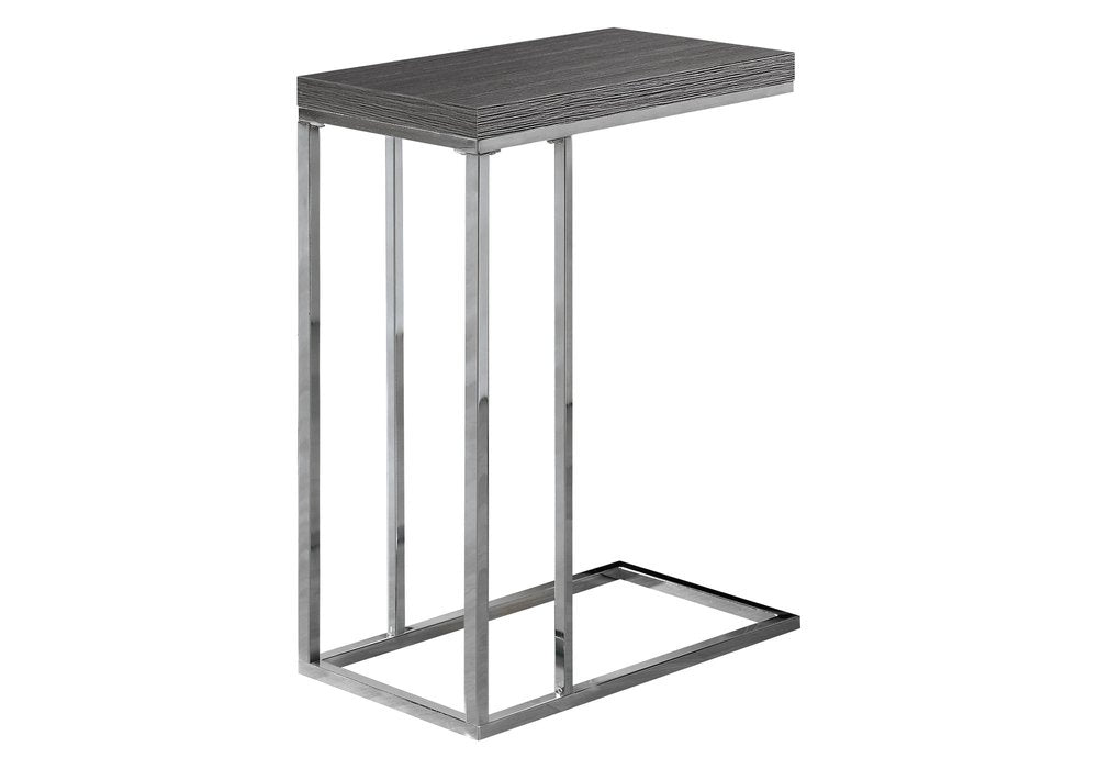 18.25" X 10.25" X 25.25" Grey Particle Board Metal Accent Table. Tray table isolated on a plain white background, showing a gray metal surface.