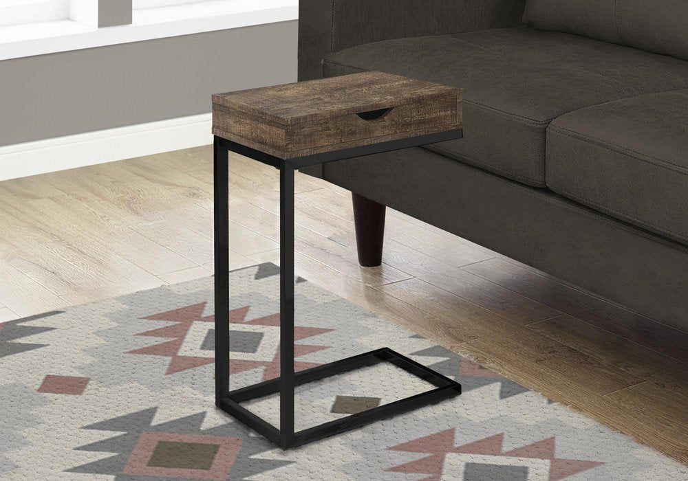 10.25" X 15.75" X 24.5" Cappuccino Finish And Gold Laminated Drawer Accent Table