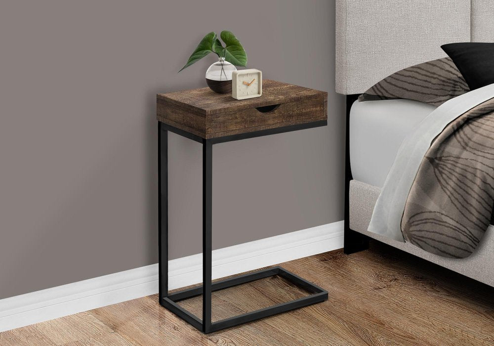 10.25" X 15.75" X 24.5" Cappuccino Finish And Gold Laminated Drawer Accent Table