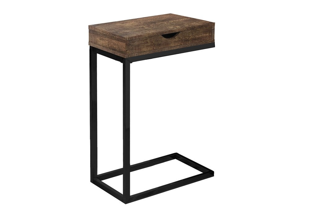10.25" X 15.75" X 24.5" Cappuccino Finish And Gold Laminated Drawer Accent Table