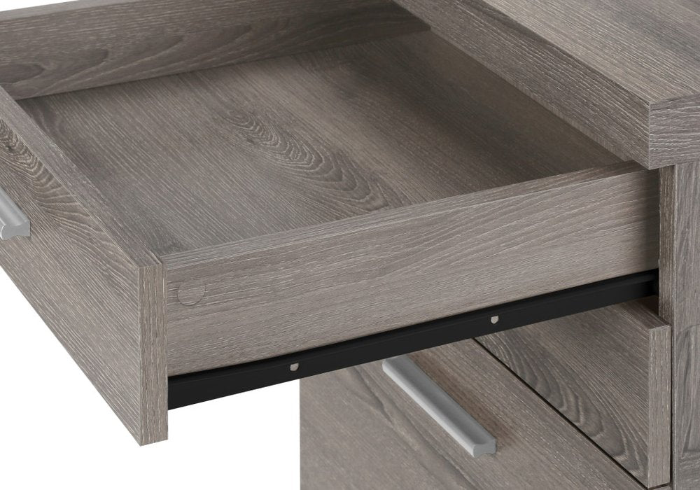 Detail view of 25" Gray Particle Board Filing Cabinet With Drawers, filling the frame with the gray texture.