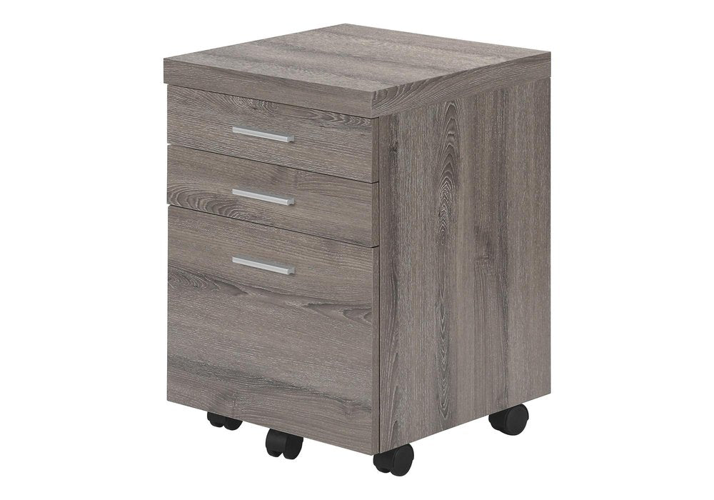 25" Gray Particle Board Filing Cabinet With Drawers. Filing cabinet isolated on a plain white background, showing its gray color.
