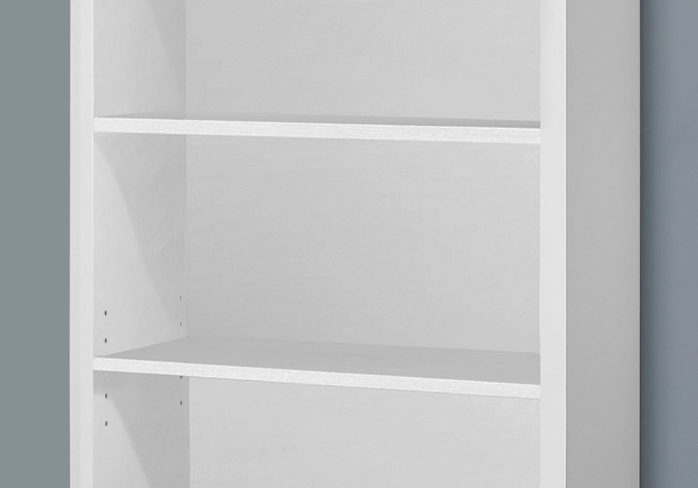 White Wood Adjustable Four Tier Bookcase close-up detail