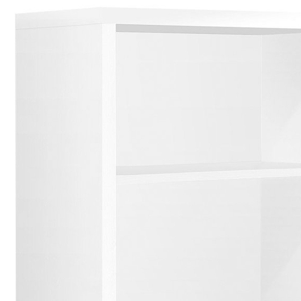 White Wood Adjustable Four Tier Bookcase on a white background