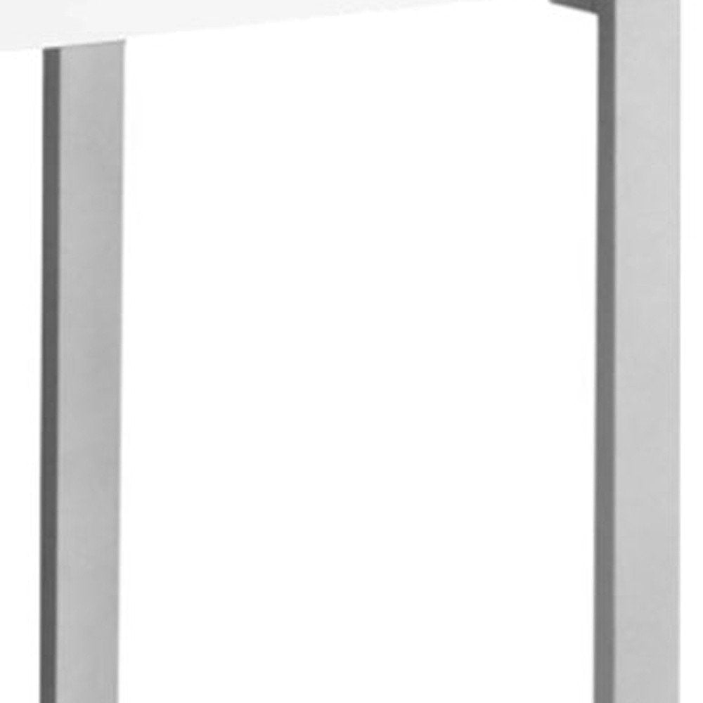60" White and Silver Computer Desk With Two Drawers